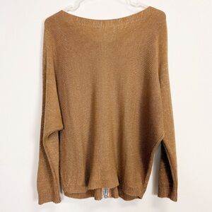 Scandal Italy Sweater Womens Large Tan Dolman Sleeve Knit Pullover Back Zipper